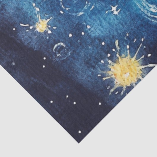 Dekoupage Whimsical Crescent Moon umgeben Sonne Seidenpapier (Ausschnitt)