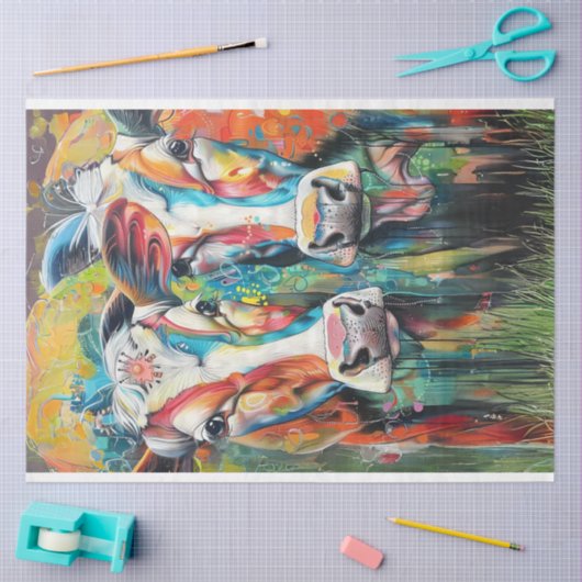 Dekoupage Whimsical Eclectic Cow Malerei Seidenpapier (Basteln)