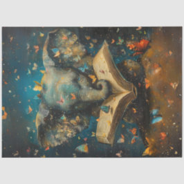 Dekoupage Whimsical Elephant mit Schulbüchern Seidenpapier