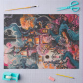 Dekoupage Whimsical Fantastische House Farbe Seidenpapier (Basteln)