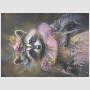 Dekoupage Whimsical farbenfroh gekleidet Racoon Seidenpapier