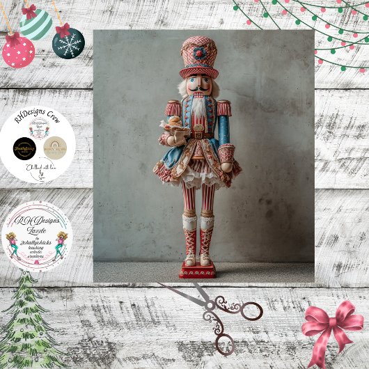 Dekoupage Whimsical Festlicher Nussknacker Seidenpapier