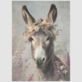 Dekoupage Whimsical Floral Donkey Farm Scene Seidenpapier (Vorderseite)