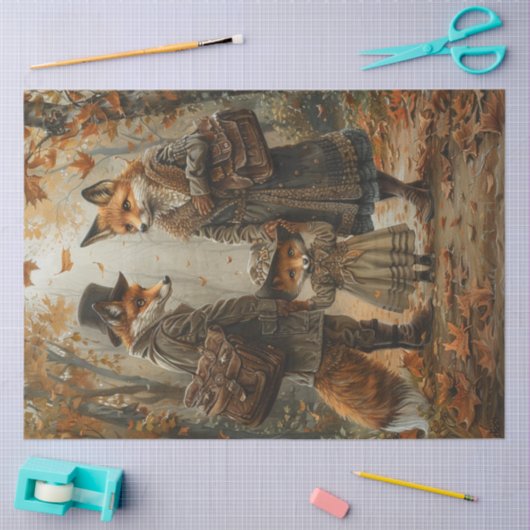 Dekoupage Whimsical Fox Family Seidenpapier (Basteln)