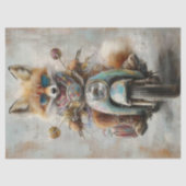 Dekoupage Whimsical Fox Riding Motorrad Seidenpapier (Vorderseite)