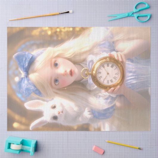 Dekoupage Whimsical Girl & Rabbit on Adventures Seidenpapier (Basteln)