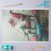 Dekoupage Whimsical Graceful Exotic Katze im Stuhl Seidenpapier (Basteln)