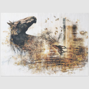 Dekoupage Whimsical Harmony Double Exposure Pferd Seidenpapier