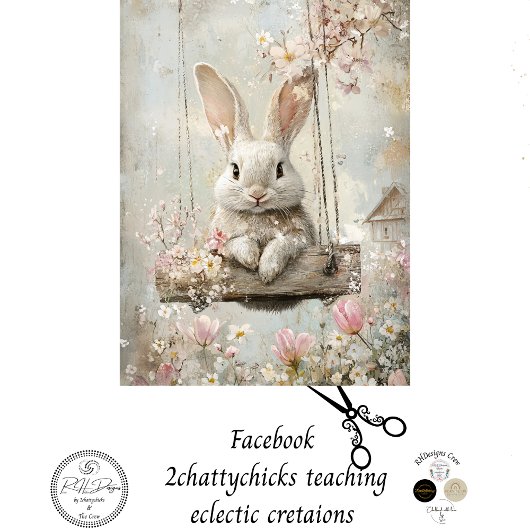 Dekoupage Whimsical Kaninchen Swinging Hütte Charm Seidenpapier