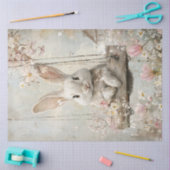 Dekoupage Whimsical Kaninchen Swinging Hütte Charm Seidenpapier (Basteln)