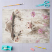 Dekoupage Whimsical Kuh Painting Pink Blume Seidenpapier (Basteln)