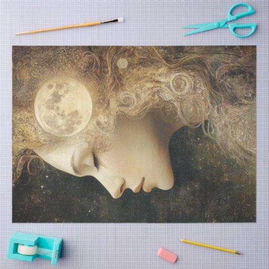 Dekoupage Whimsical Lady Celestie Moon Elements Seidenpapier (Basteln)