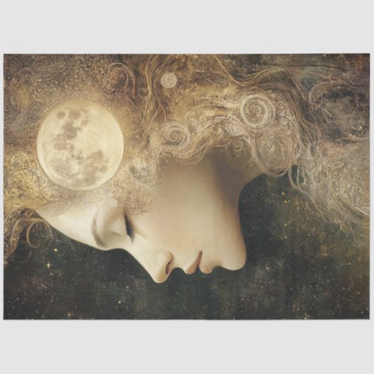 Dekoupage Whimsical Lady Celestie Moon Elements Seidenpapier (Vorderseite)