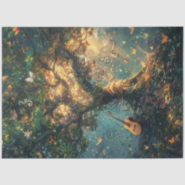 Dekoupage Whimsical Magical Musical Tree Seidenpapier