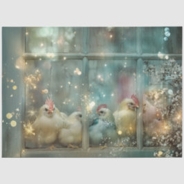 Dekoupage Whimsical Oaster Chick im Fenster Seidenpapier