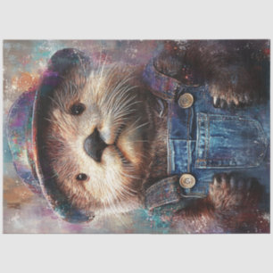 Dekoupage Whimsical Otter Denim Überholungen Seidenpapier