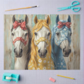 Dekoupage Whimsical Pferde Matching Bows and Reins Seidenpapier (Basteln)