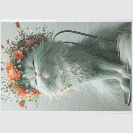 Dekoupage Whimsical Regal Furry Cat Seidenpapier (Vorderseite)