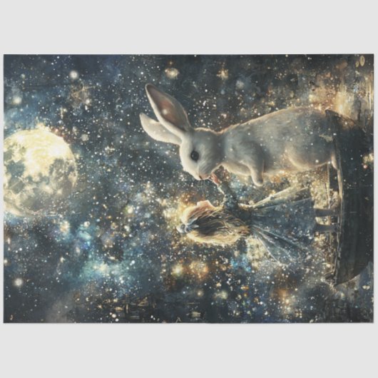 Dekoupage Whimsical Scene Alice & Rabbit Seidenpapier (Vorderseite)