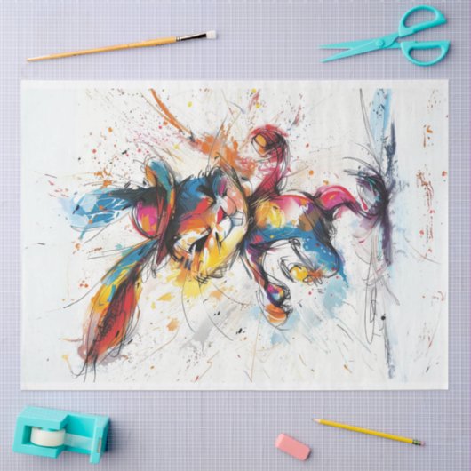 Dekoupage Whimsical Splash Painting Rabbit Seidenpapier (Basteln)