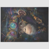 Dekoupage Whimsical Steampunk-Affe in lebendiger F Seidenpapier (Vorderseite)