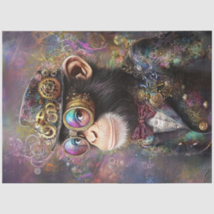 Dekoupage Whimsical Steampunk Lebendiger Affe Seidenpapier