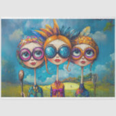 Dekoupage Whimsical Swinging Sisters Golfspielen 1 Seidenpapier (Vorderseite)