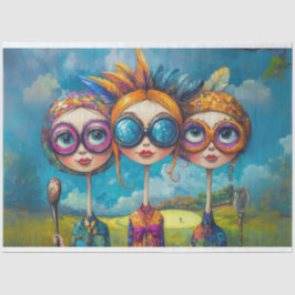 Dekoupage Whimsical Swinging Sisters Golfspielen 1 Seidenpapier