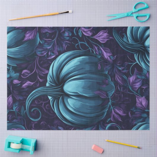 Dekoupage Whimsical Vibrancal Aquamarin Blue Pumpk Seidenpapier (Basteln)
