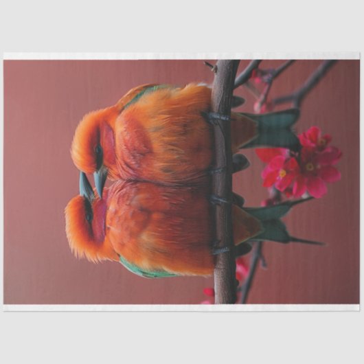 Dekoupage Whimsical Vibrancal farbige Love Birds Seidenpapier (Vorderseite)