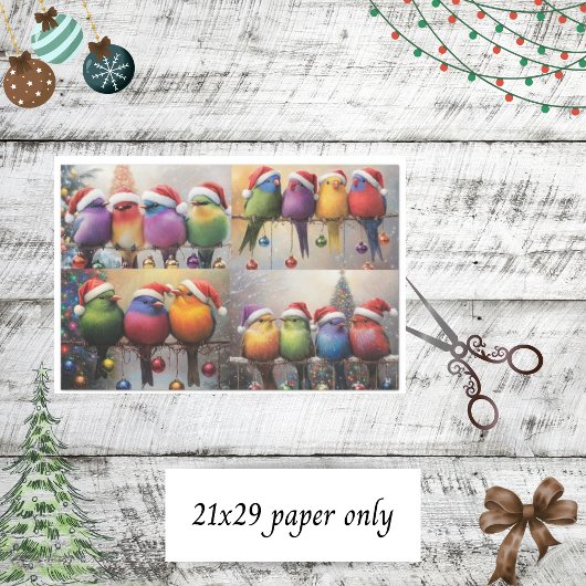 Dekoupage Whimsical Weihnachtsvögel Scrapbooking Seidenpapier