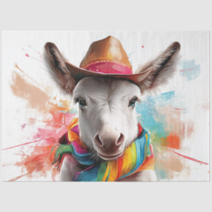 Dekoupage Whimsical Western Donkey Vibrangs Colors Seidenpapier