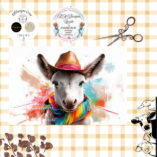 Dekoupage Whimsical Western Donkey Vibrangs Colors Seidenpapier