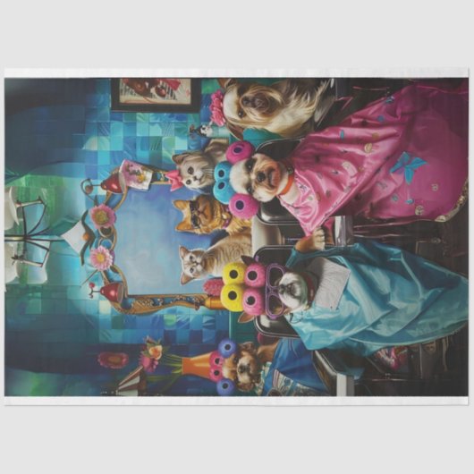 Dekoupage Whimsical Whiskersworth Haustiere im Sal Seidenpapier (Vorderseite)