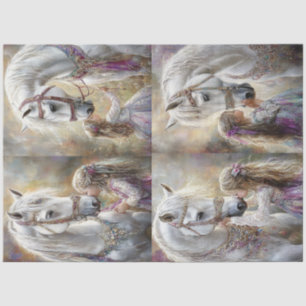 Dekoupage Whimsical White Horned & Girl Seidenpapier