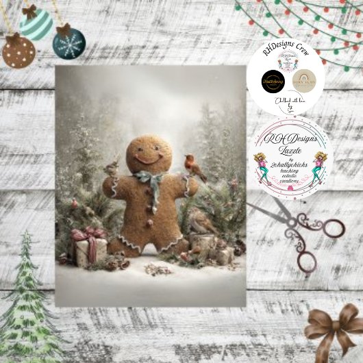 Dekoupage Whimsical Winter Gingerbrot Szene Seidenpapier
