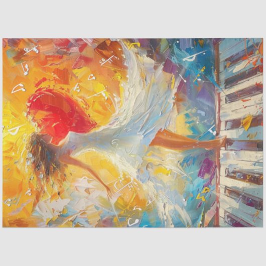 Dekoupage Whimsical Woman Oil Malerei auf Tastatur Seidenpapier (Vorderseite)