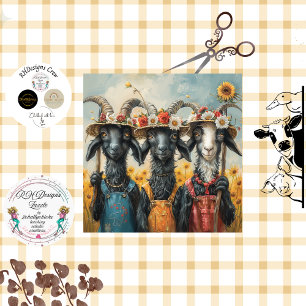 Dekoupage Whimsical Ziege Farm Sisters Seidenpapier