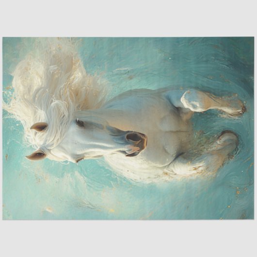Dekoupage White Horse Majestic Ocean Szene Seidenpapier (Vorderseite)