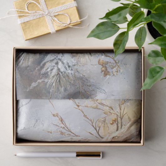 Dekoupage White Owl Golden Accent Friedlich Seidenpapier (Geschenk)