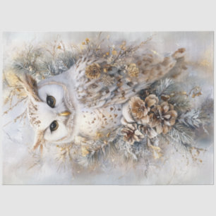 Dekoupage White Owl Golden Accent Friedlich Seidenpapier