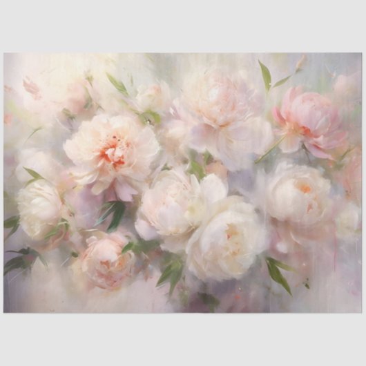 Dekoupage White & Pink Peonies Aquarellmalerei Seidenpapier (Vorderseite)