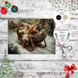 Dekoupage Winter Scene Children in Sleight Seidenpapier