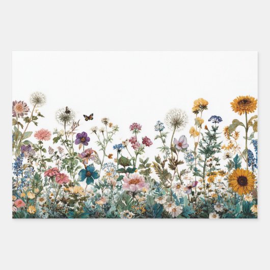 Dekoupage Wrapping Landschaft Wildblumen Transfer Geschenkpapier Set (Vorderseite 2)