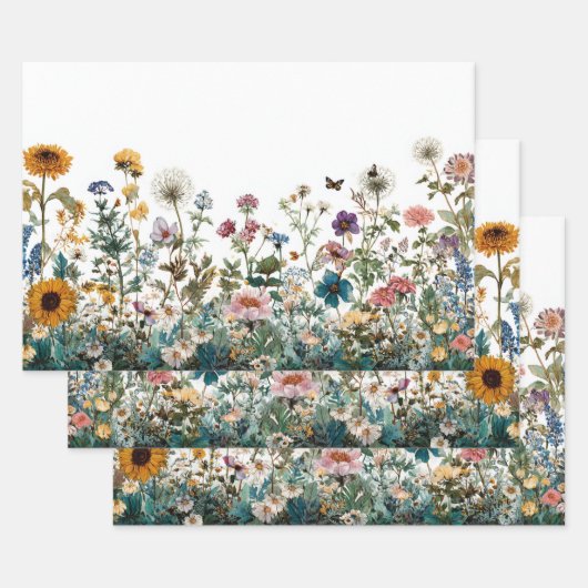 Dekoupage Wrapping Landschaft Wildblumen Transfer Geschenkpapier Set (Set)