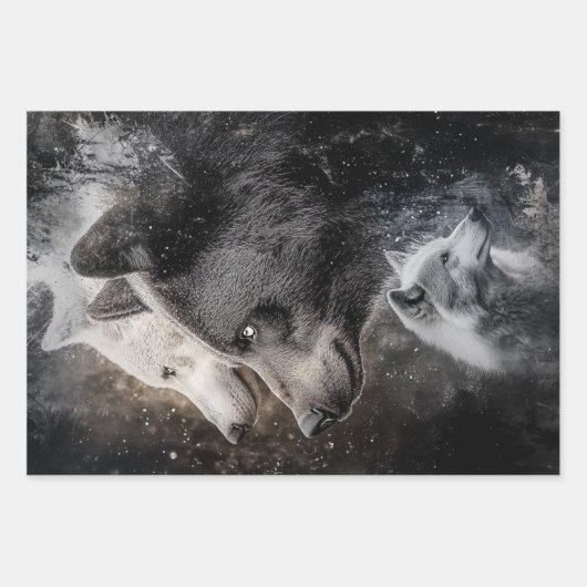 Dekoupage Wrapping Paper Bear Eagle Elch 3 Design Geschenkpapier Set (Vorderseite)