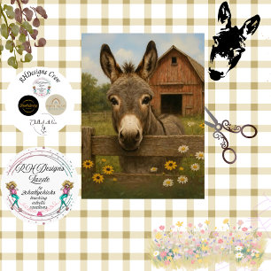 Dekoupierte ländliche Esel-Farm Szene Seidenpapier