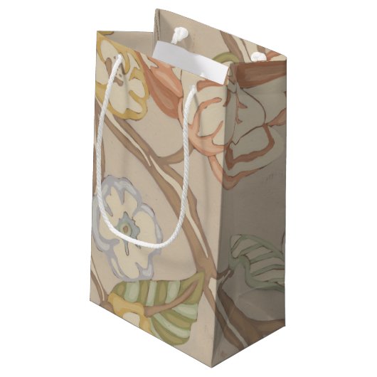 Dekrative Organza Chintz Floral Design Kleine Geschenktüte (Rückseite Schrägansicht)