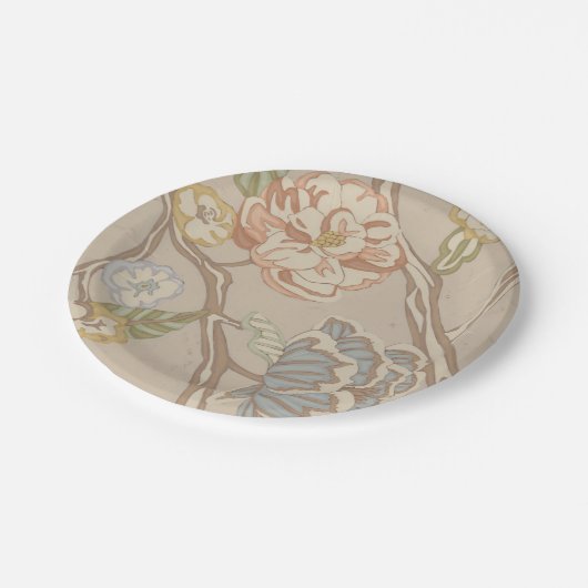 Dekrative Organza Chintz Floral Design Pappteller (Schrägansicht)