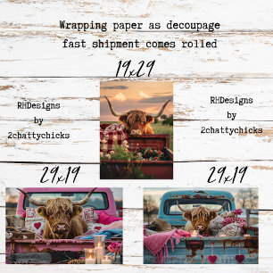 Dekupage Highland-Rinder Rustikale Kunst Geschenkpapier Set